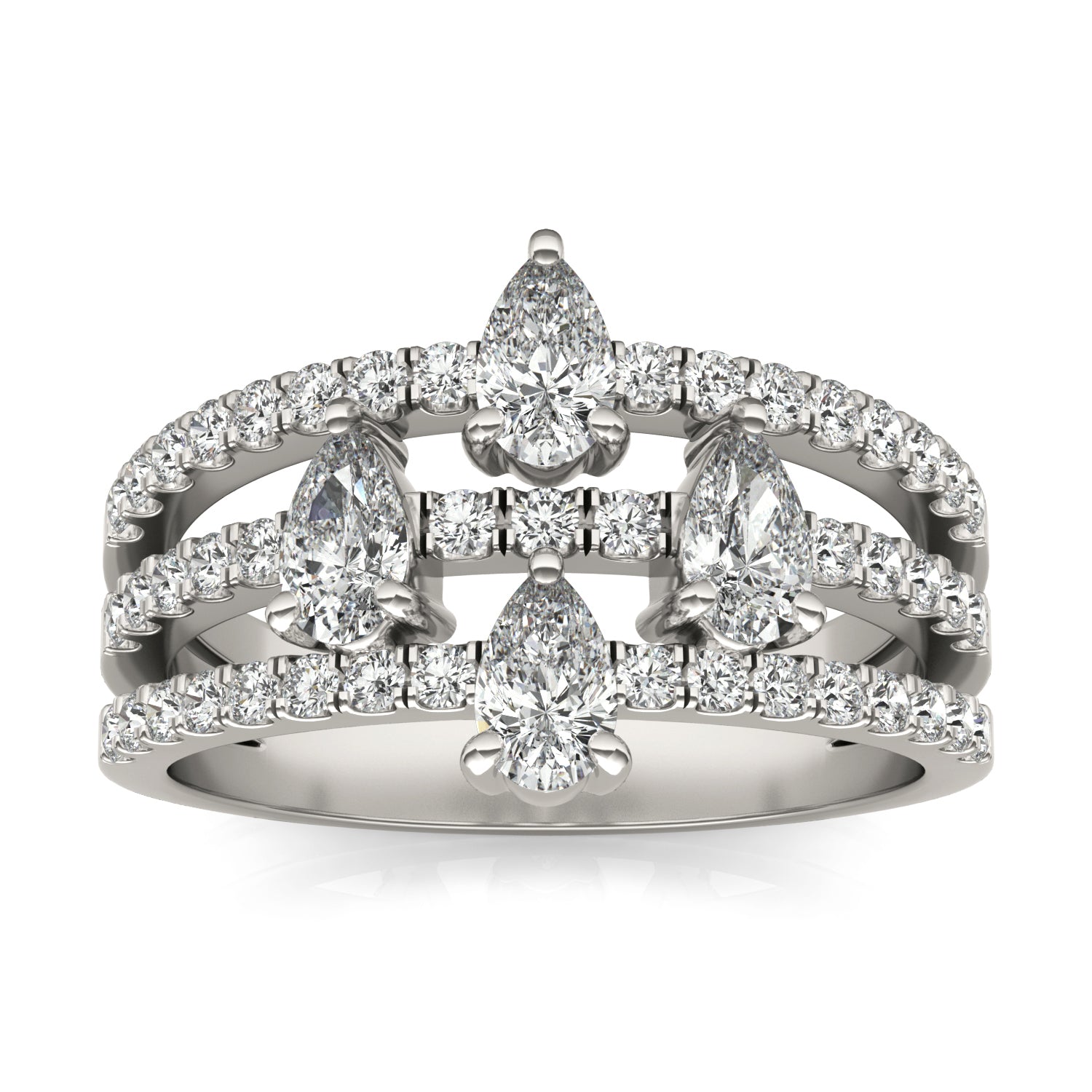 1 1/3 CTW Pear Caydia® Lab Grown Diamond Three Row Fashion Ring