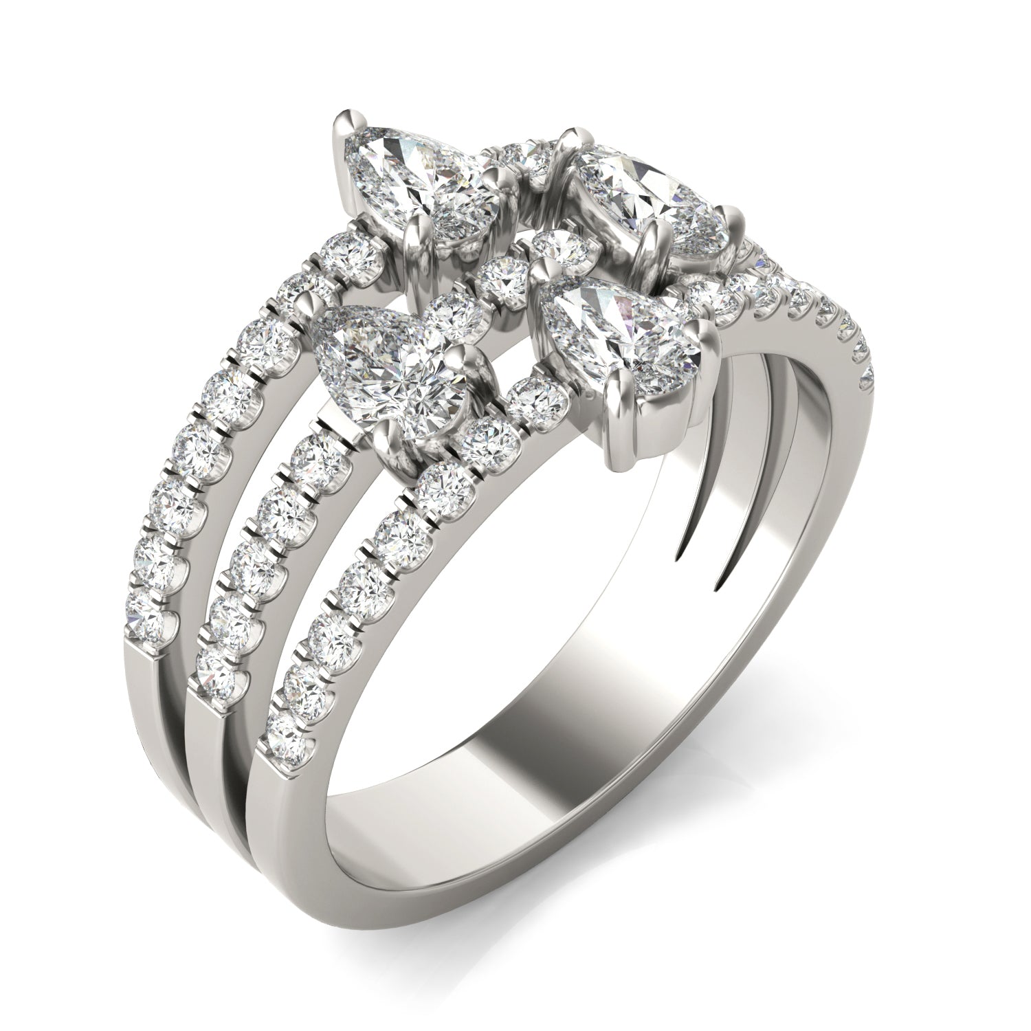 1 1/3 CTW Pear Caydia® Lab Grown Diamond Three Row Fashion Ring