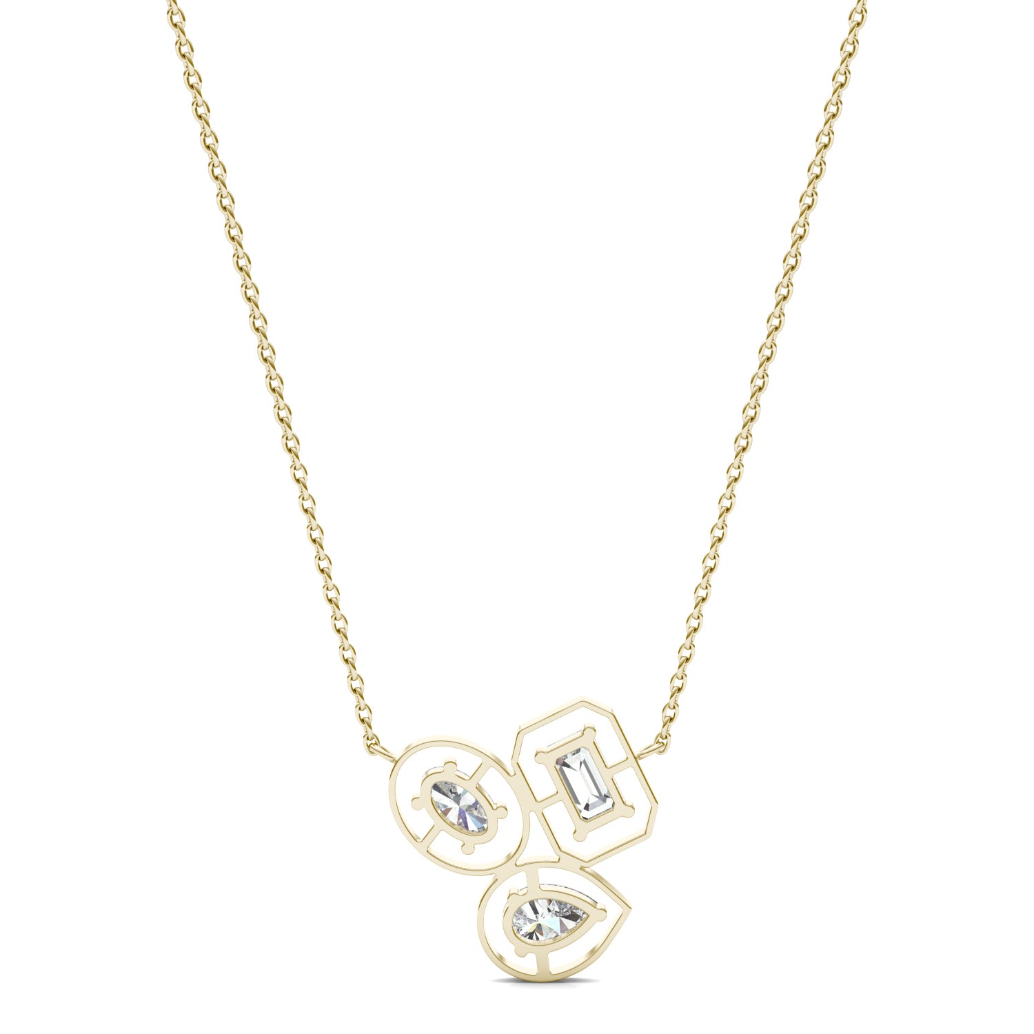 7/8 CTW Emerald Caydia® Lab Grown Diamond Three Stone Geometric Necklace