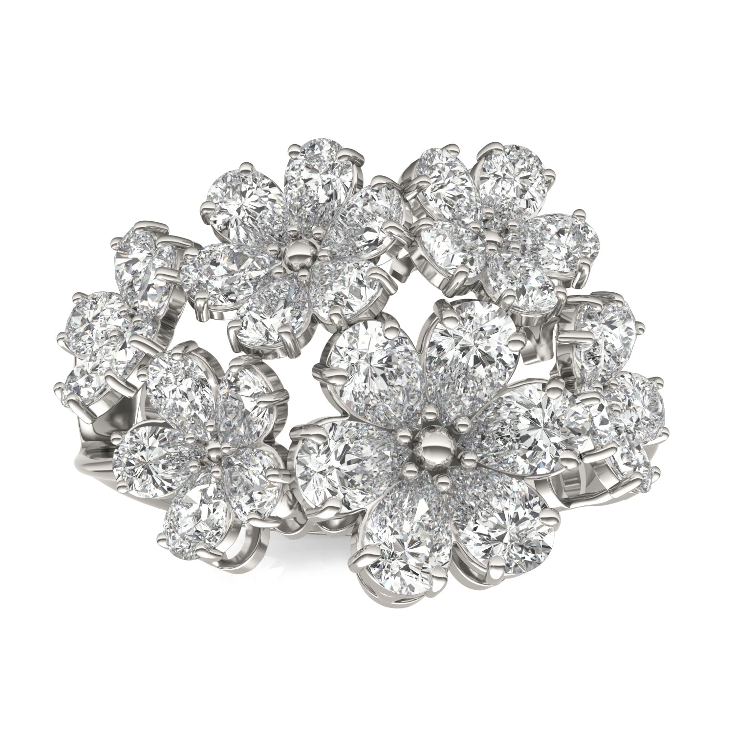 3 1/6 CTW Pear Caydia® Lab Grown Diamond Couture Floral Cluster Ring