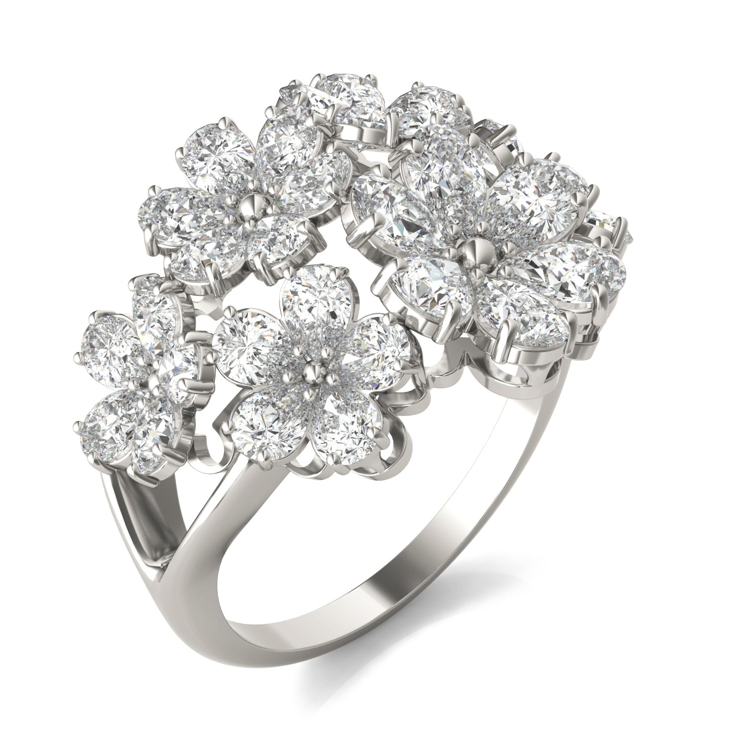 3 1/6 CTW Pear Caydia® Lab Grown Diamond Couture Floral Cluster Ring