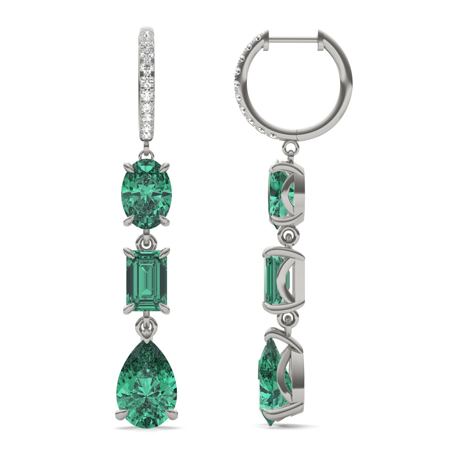 1/5 CTW Round Caydia® Lab Grown Diamond Earrings featuring Created Emerald