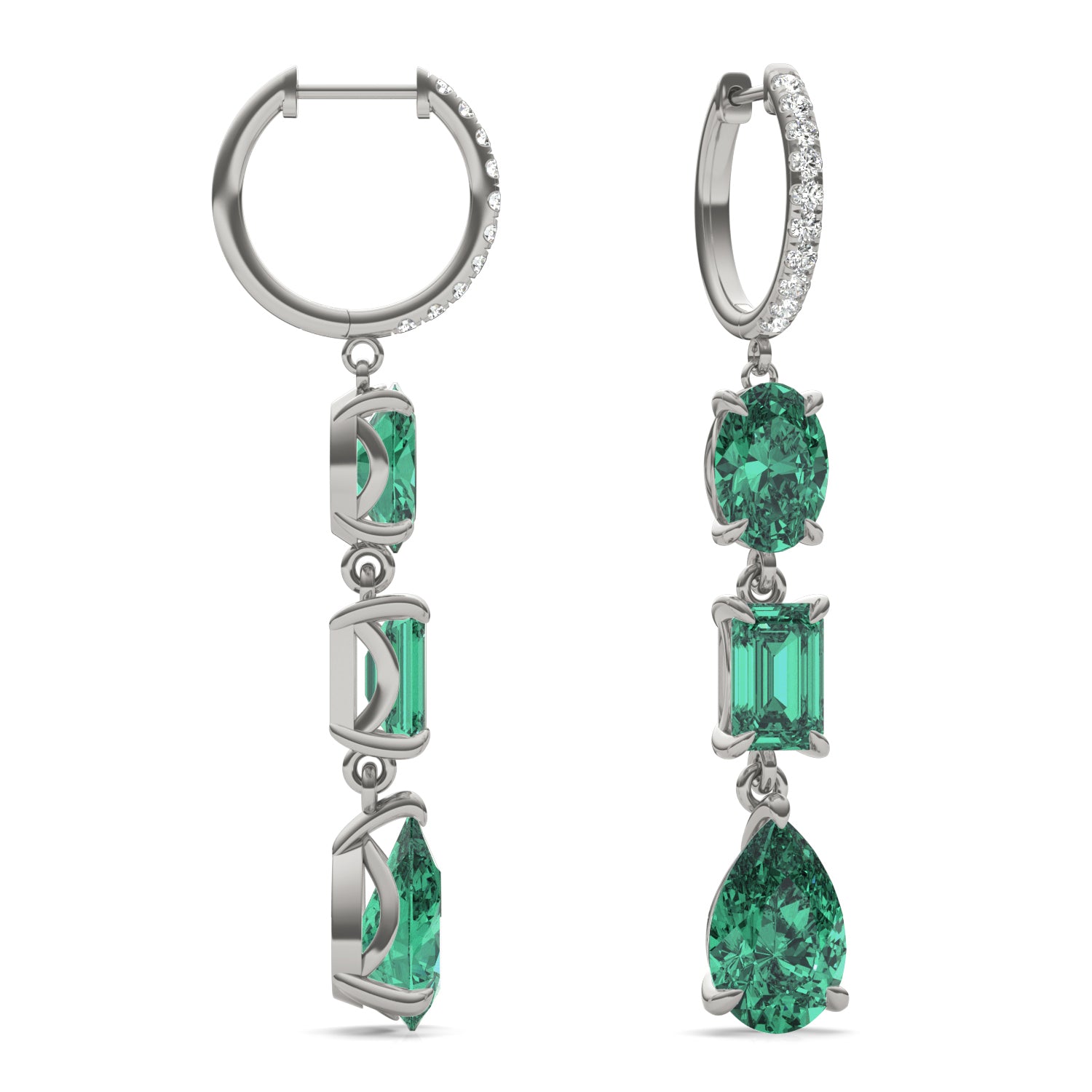 1/5 CTW Round Caydia® Lab Grown Diamond Earrings featuring Created Emerald