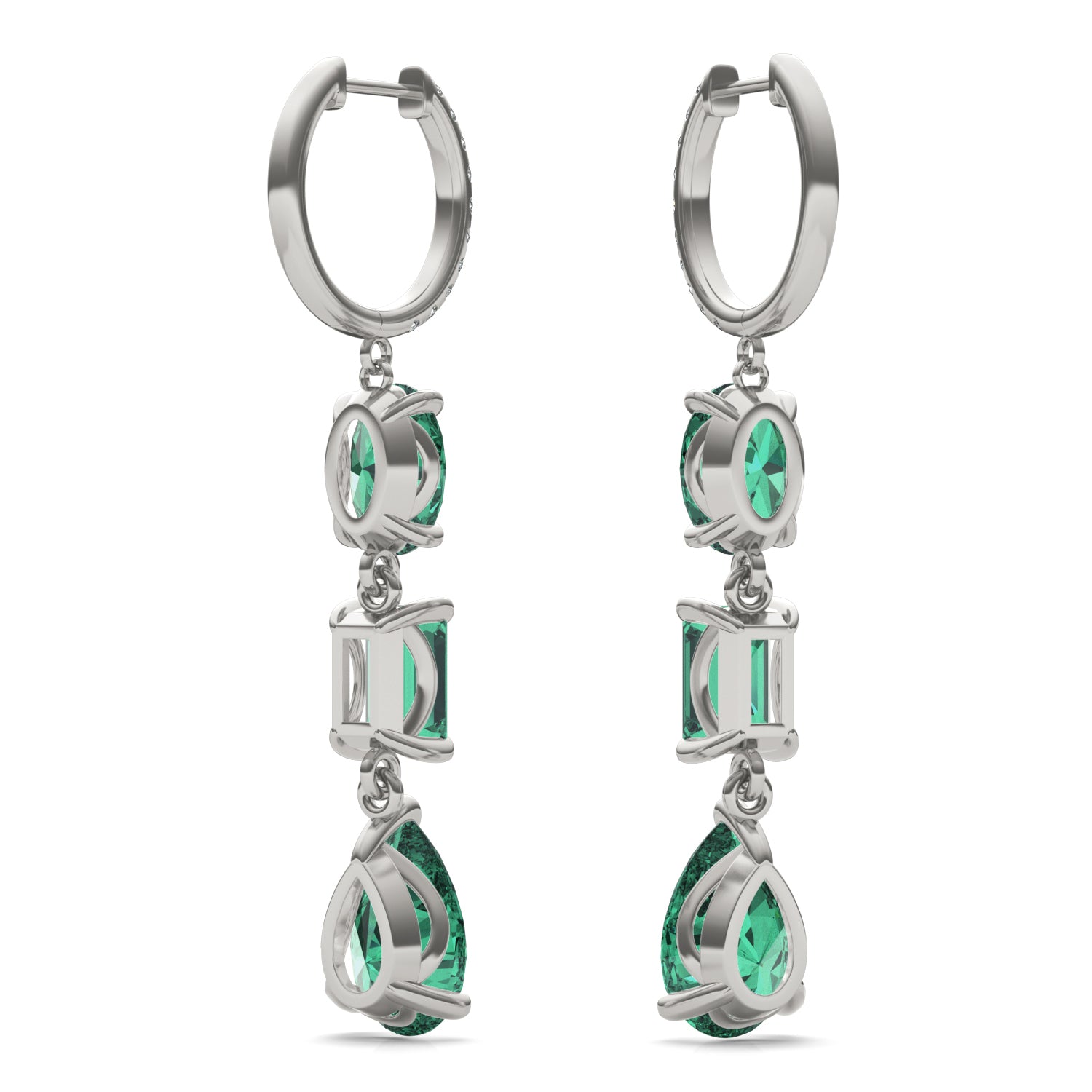 1/5 CTW Round Caydia® Lab Grown Diamond Earrings featuring Created Emerald