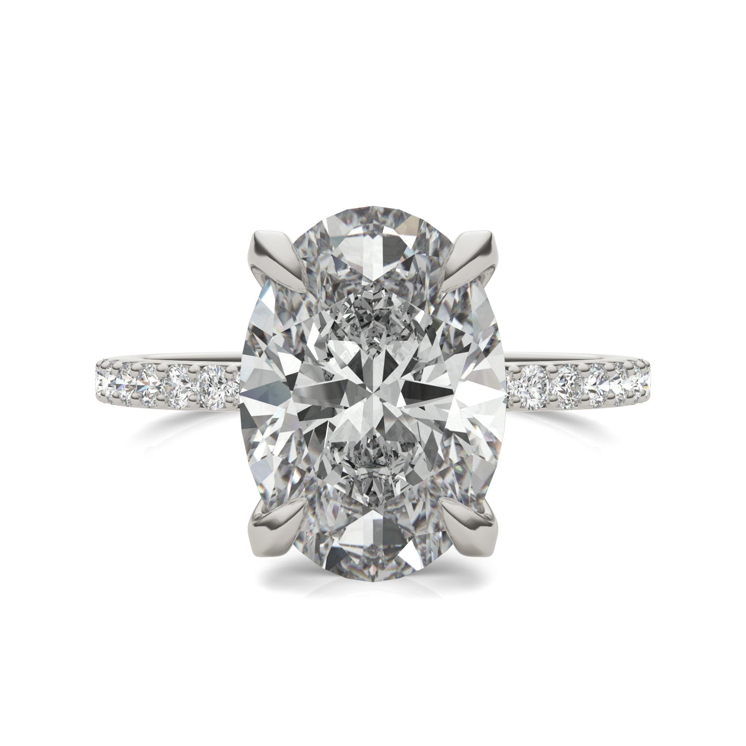 4 2/5 CTW Oval Caydia® Lab Grown Diamond Classic Solitaire with Side Accents Ring