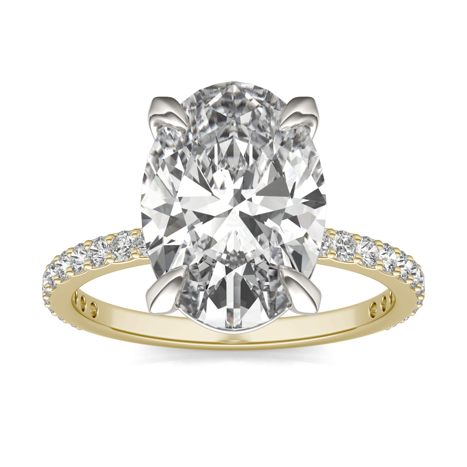 4 2/5 CTW Oval Caydia® Lab Grown Diamond Classic Solitaire with Side Accents Ring
