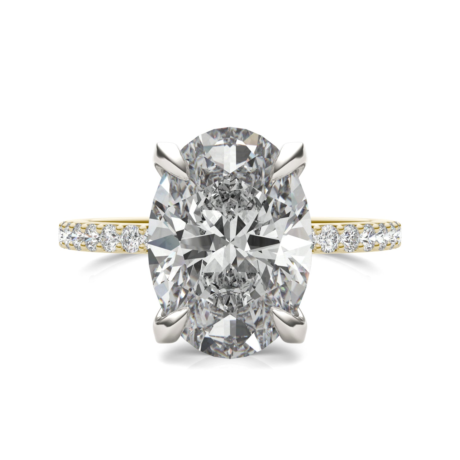4 2/5 CTW Oval Caydia® Lab Grown Diamond Classic Solitaire with Side Accents Ring