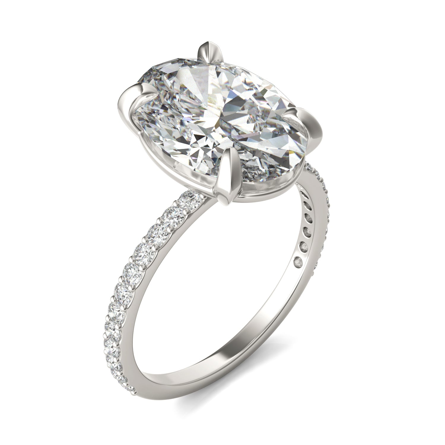 5 2/5 CTW Oval Caydia® Lab Grown Diamond Classic Solitaire with Side Accents Ring