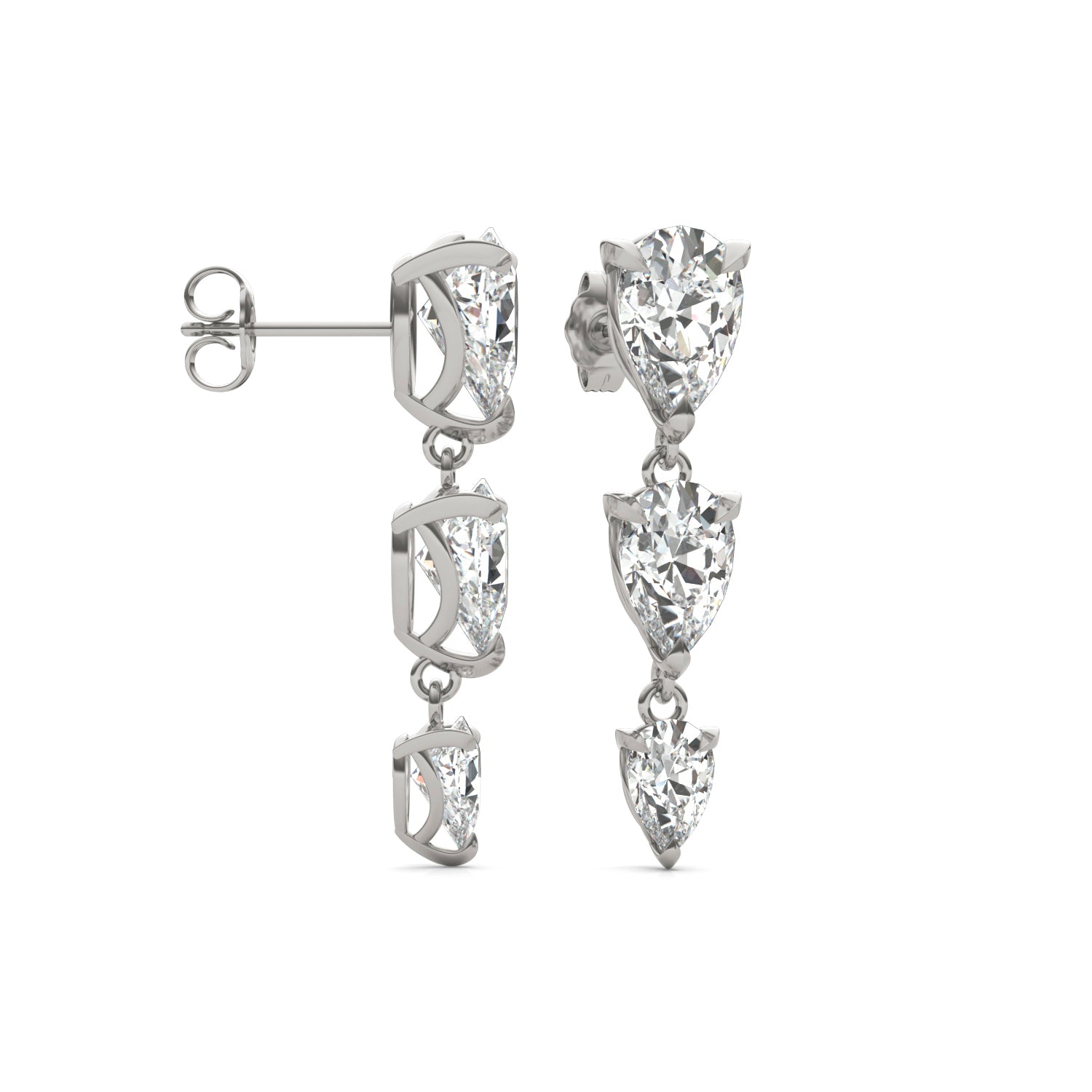 5.74 CTW DEW Pear Forever One™ Moissanite Graduated Drop Earrings