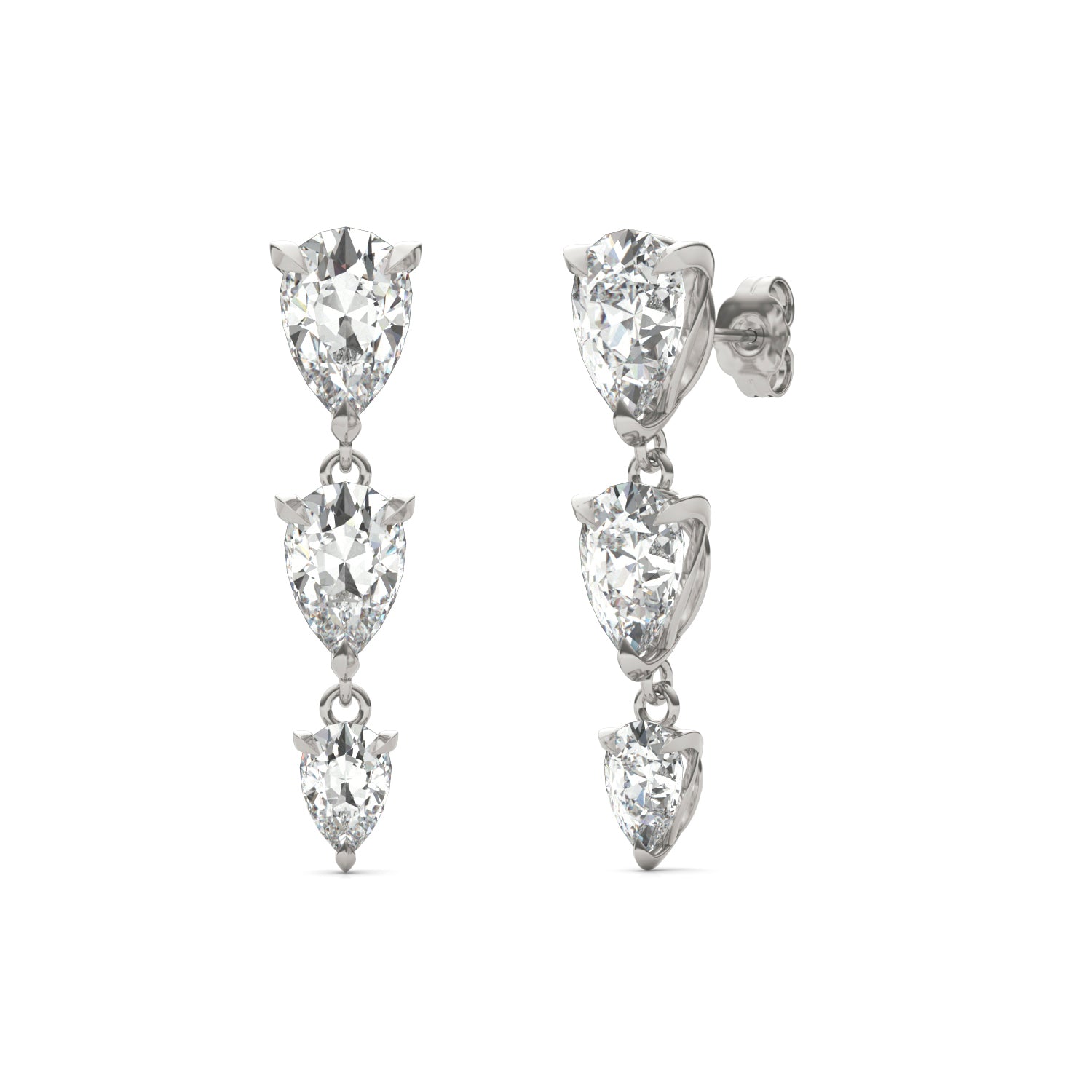 5.74 CTW DEW Pear Forever One™ Moissanite Graduated Drop Earrings