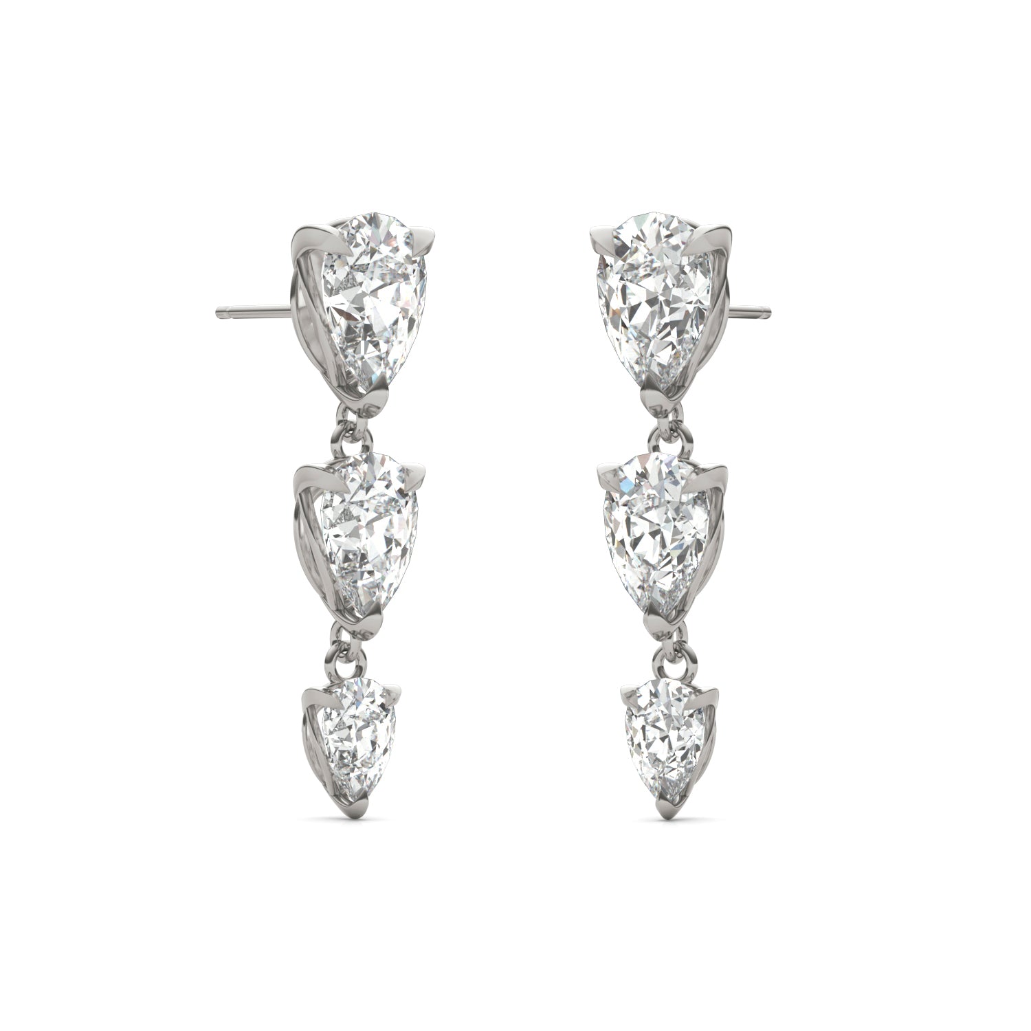 5.74 CTW DEW Pear Forever One™ Moissanite Graduated Drop Earrings