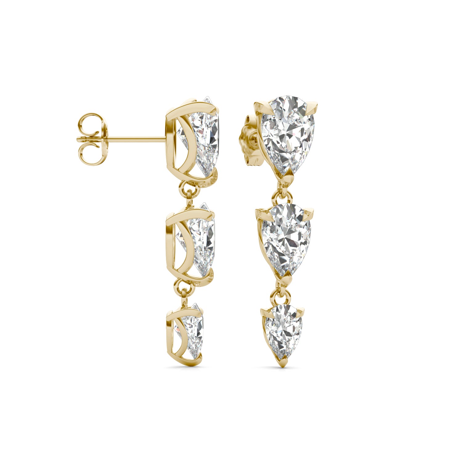 5.74 CTW DEW Pear Forever One™ Moissanite Graduated Drop Earrings