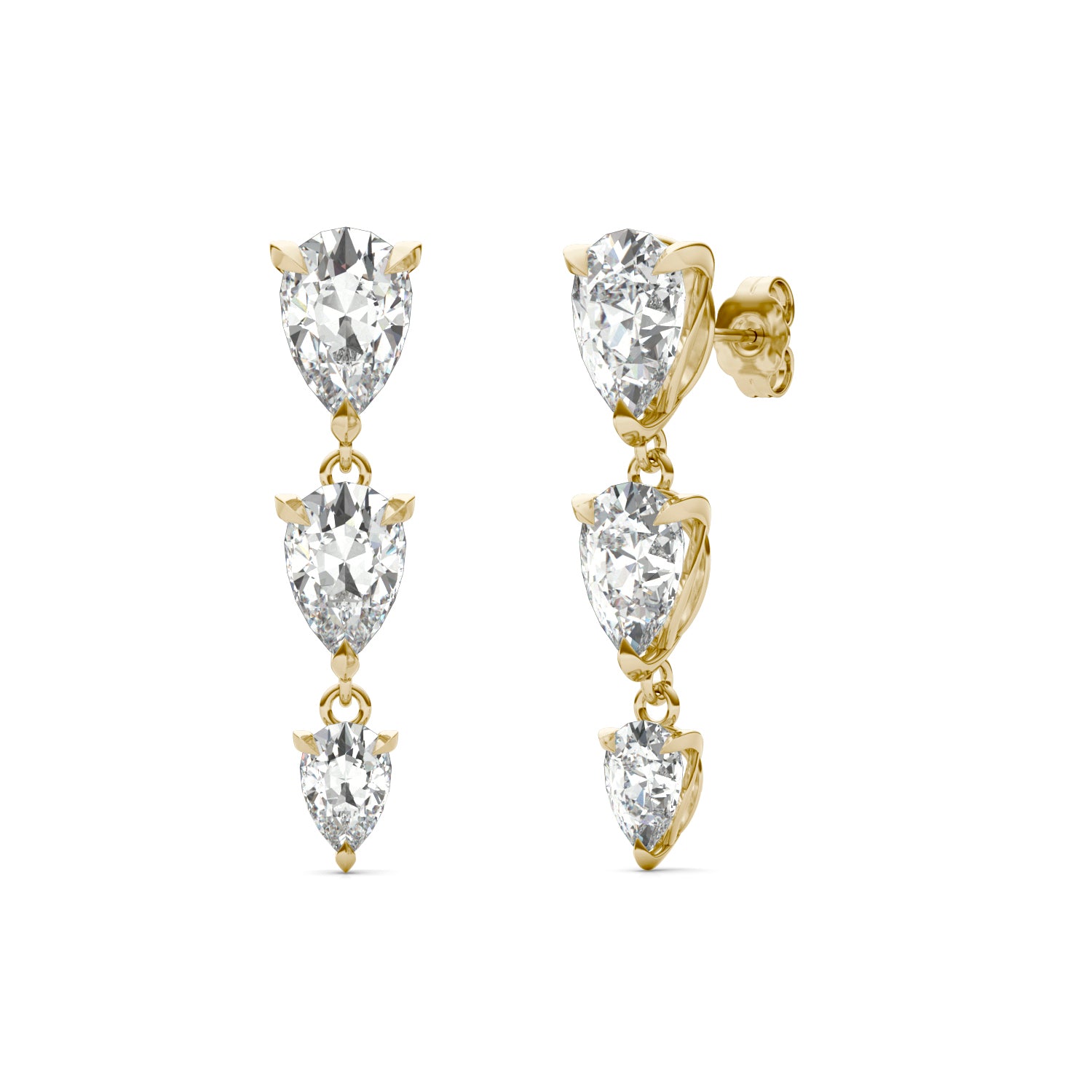 5.74 CTW DEW Pear Forever One™ Moissanite Graduated Drop Earrings