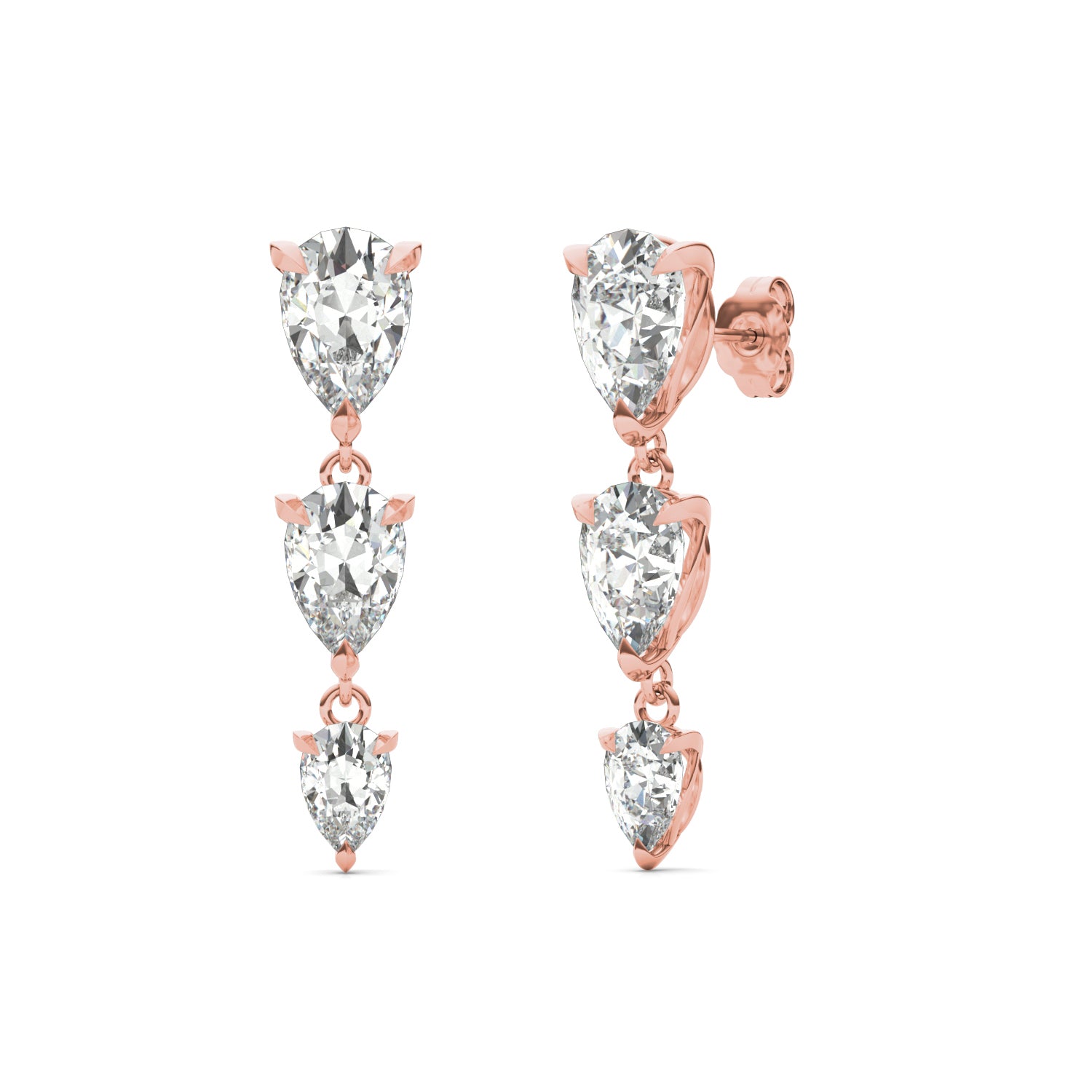 5.74 CTW DEW Pear Forever One™ Moissanite Graduated Drop Earrings