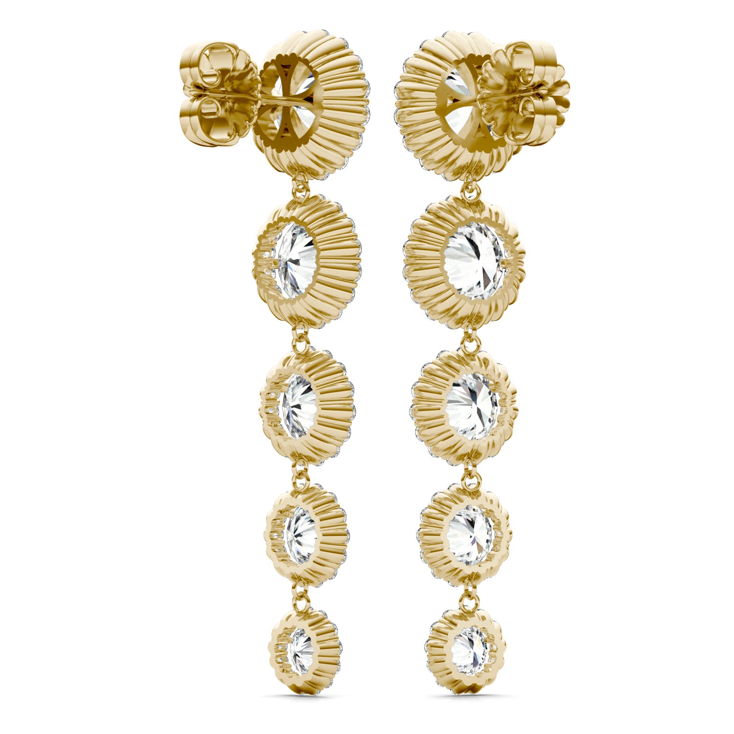 11.45 CTW DEW Round Forever One™ Moissanite Halo Graduated Drop Earrings