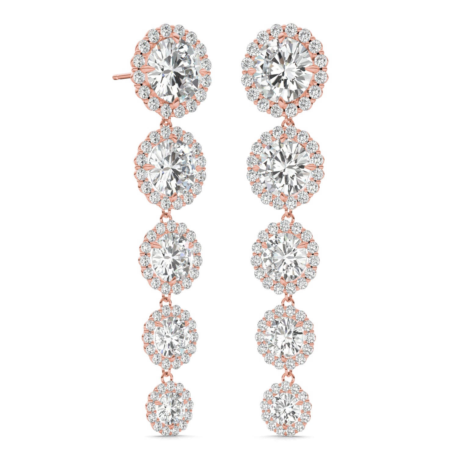 11.45 CTW DEW Round Forever One™ Moissanite Halo Graduated Drop Earrings