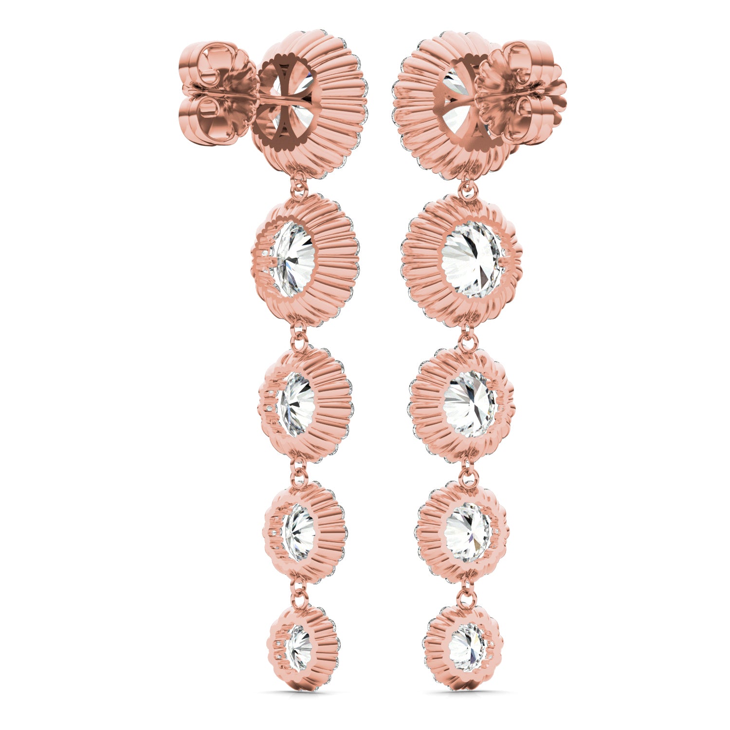 11.45 CTW DEW Round Forever One™ Moissanite Halo Graduated Drop Earrings