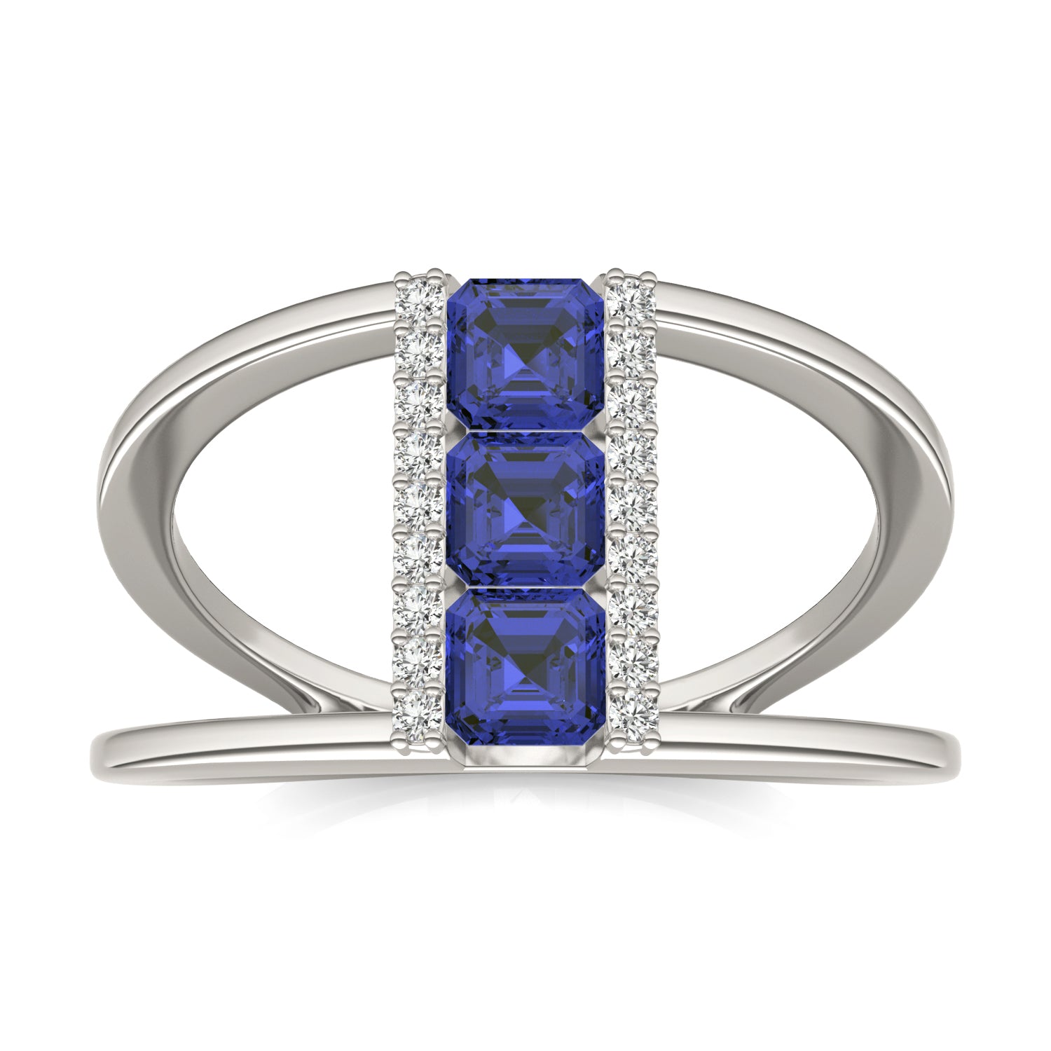 1/5 CTW Round Caydia® Lab Grown Diamond Geometric Fashion Ring featuring Created Sapphire