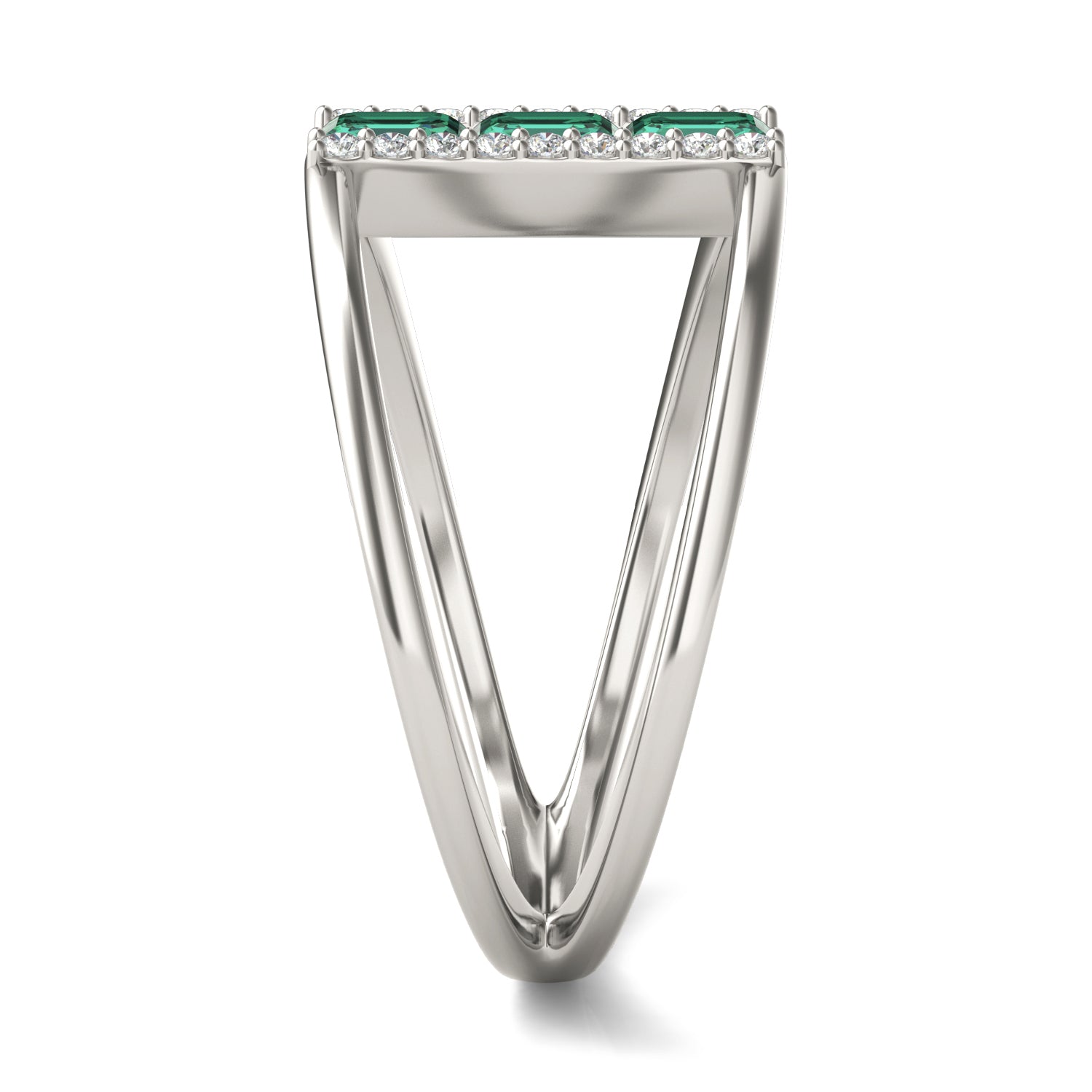1/5 CTW Round Caydia® Lab Grown Diamond Geometric Fashion Ring featuring Created Emerald