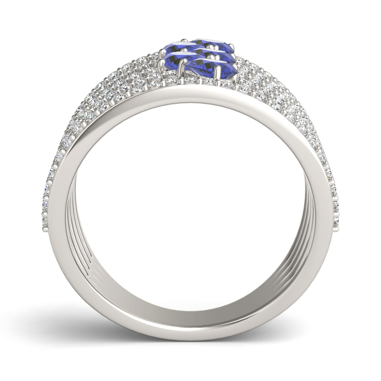 2/3 CTW Round Caydia® Lab Grown Diamond Five Row Statement Ring featuring Created Sapphire