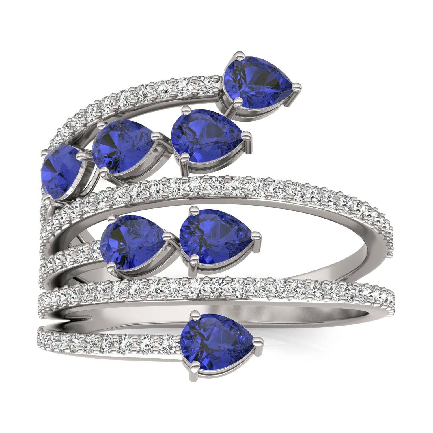 1/2 CTW Round Caydia® Lab Grown Diamond Statement Ring featuring Created Sapphire