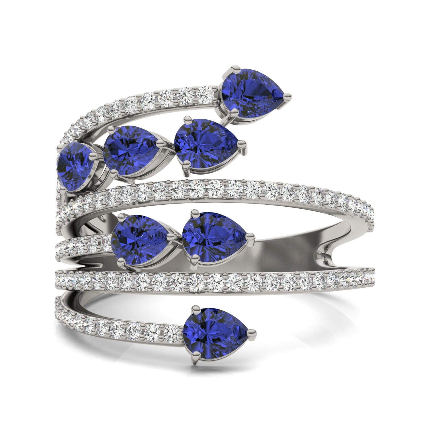 1/2 CTW Round Caydia® Lab Grown Diamond Statement Ring featuring Created Sapphire