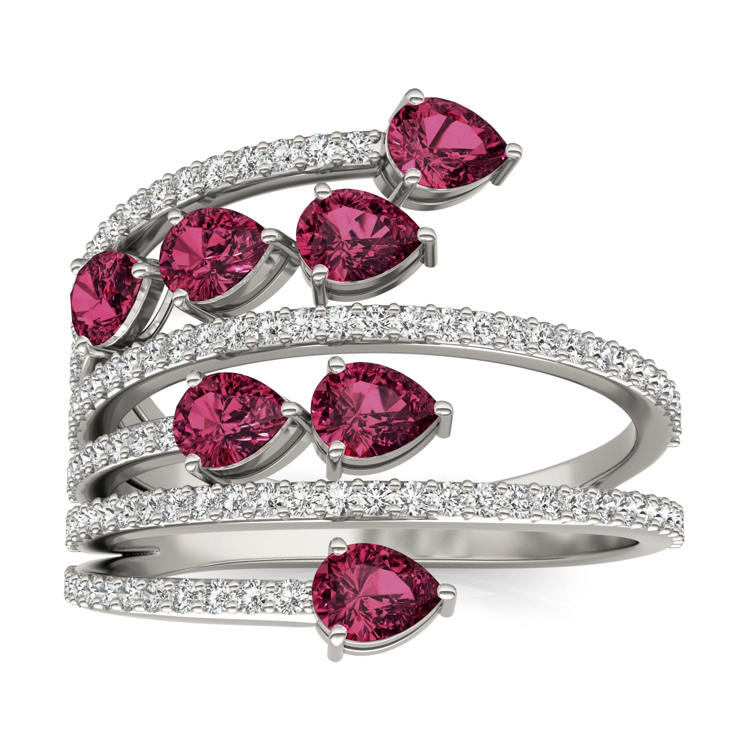 1/2 CTW Round Caydia® Lab Grown Diamond Statement Ring featuring Created Ruby