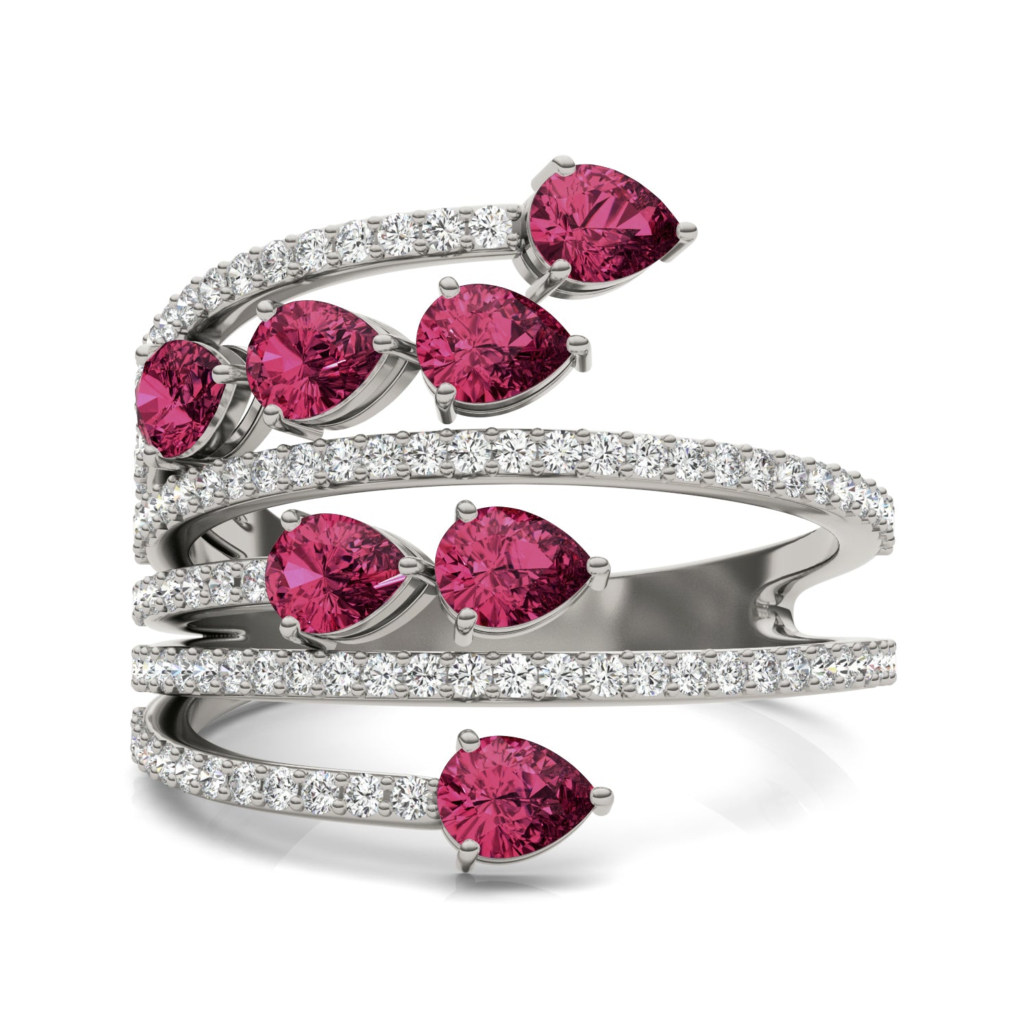 1/2 CTW Round Caydia® Lab Grown Diamond Statement Ring featuring Created Ruby