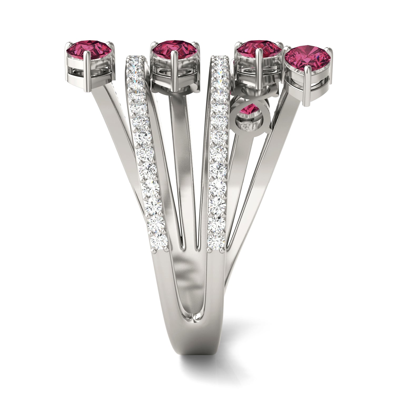 1/2 CTW Round Caydia® Lab Grown Diamond Statement Ring featuring Created Ruby