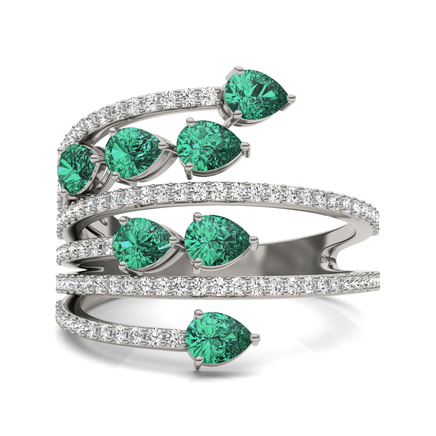 1/2 CTW Round Caydia® Lab Grown Diamond Statement Ring featuring Created Emerald