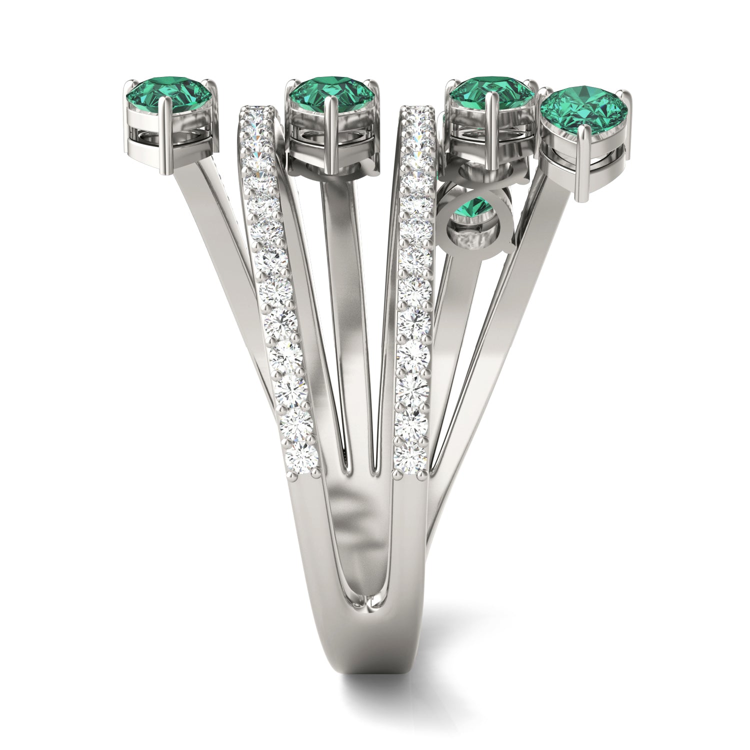 1/2 CTW Round Caydia® Lab Grown Diamond Statement Ring featuring Created Emerald