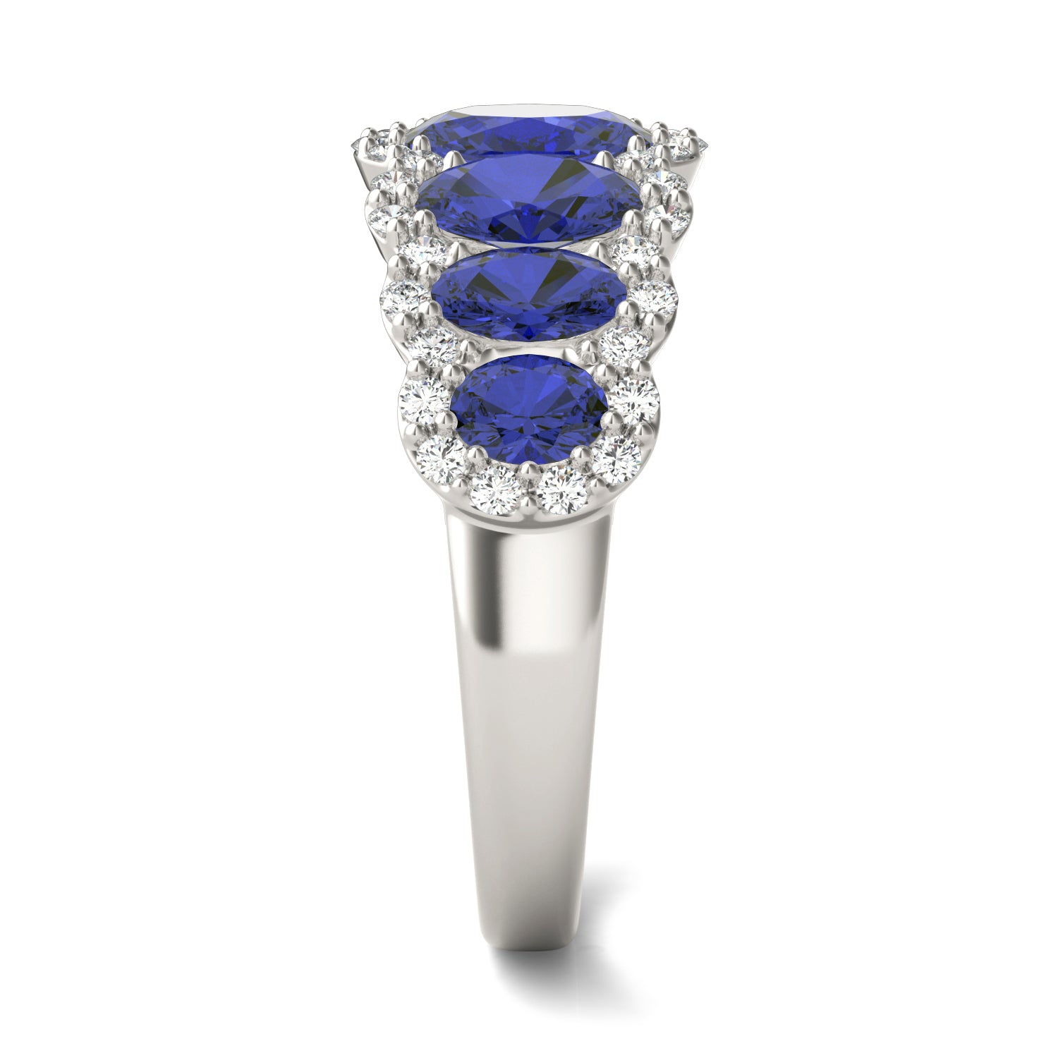 5/8 CTW Round Caydia® Lab Grown Diamond Seven Stone Halo Ring featuring Created Sapphire