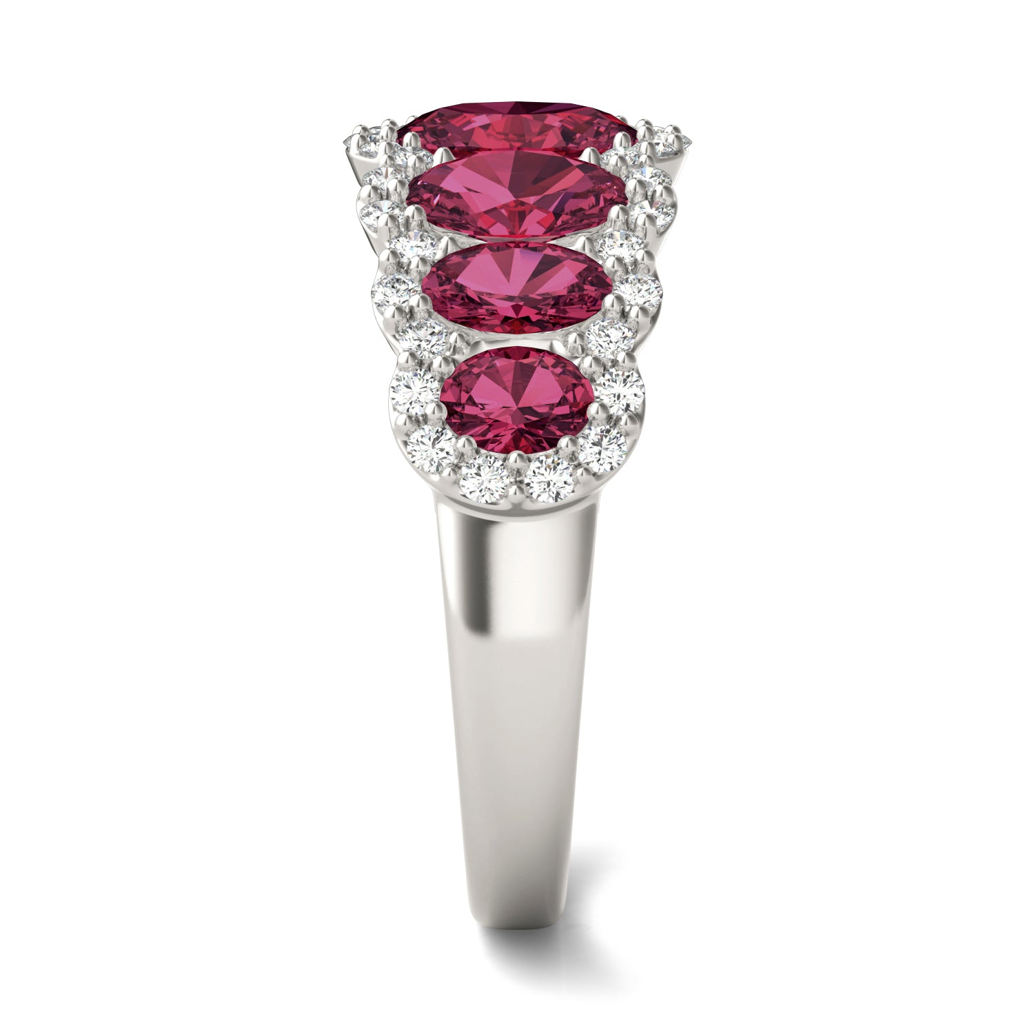 5/8 CTW Round Caydia® Lab Grown Diamond Seven Stone Halo Ring featuring Created Ruby