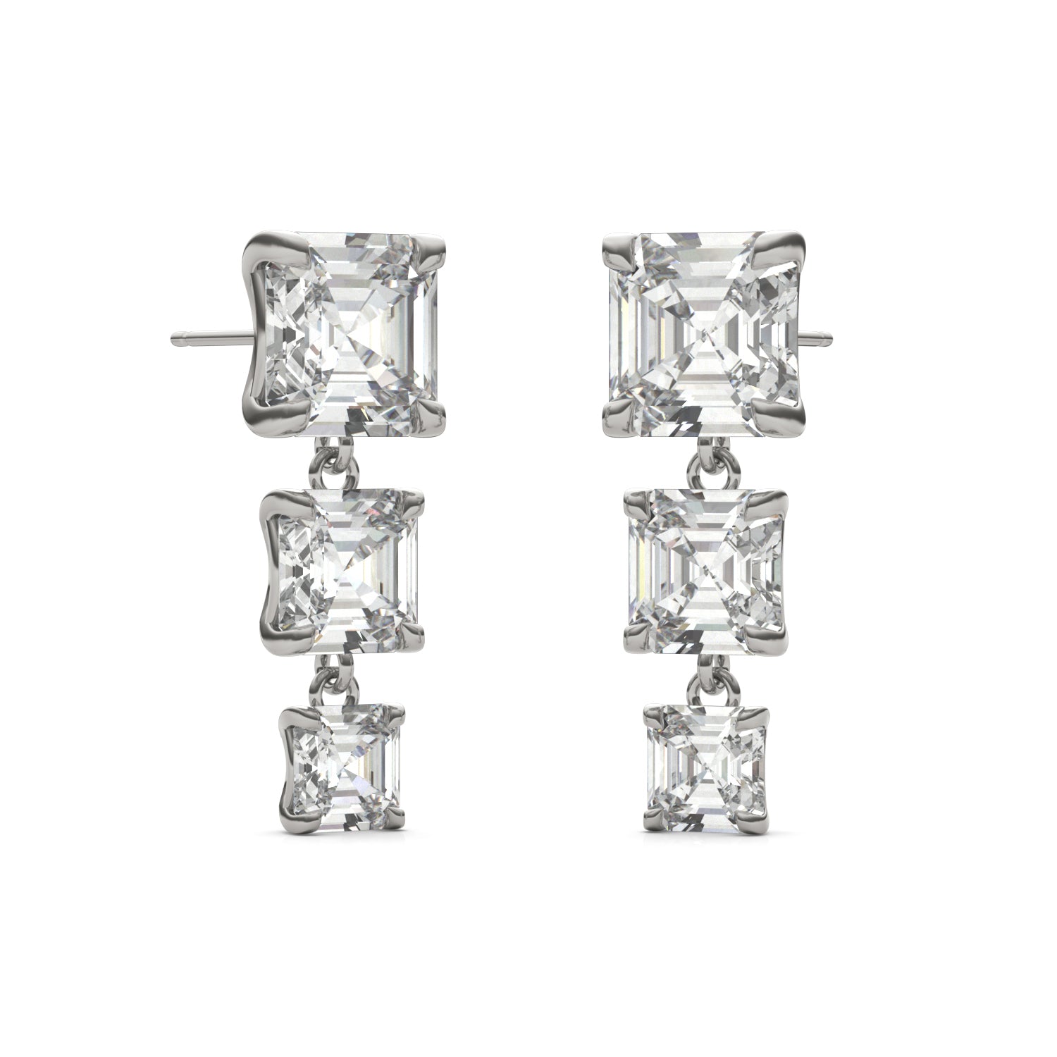 8.22 CTW DEW Asscher Forever One™ Moissanite Graduated Drop Earrings