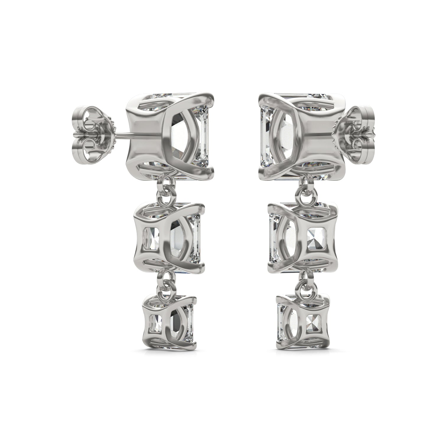 8.22 CTW DEW Asscher Forever One™ Moissanite Graduated Drop Earrings