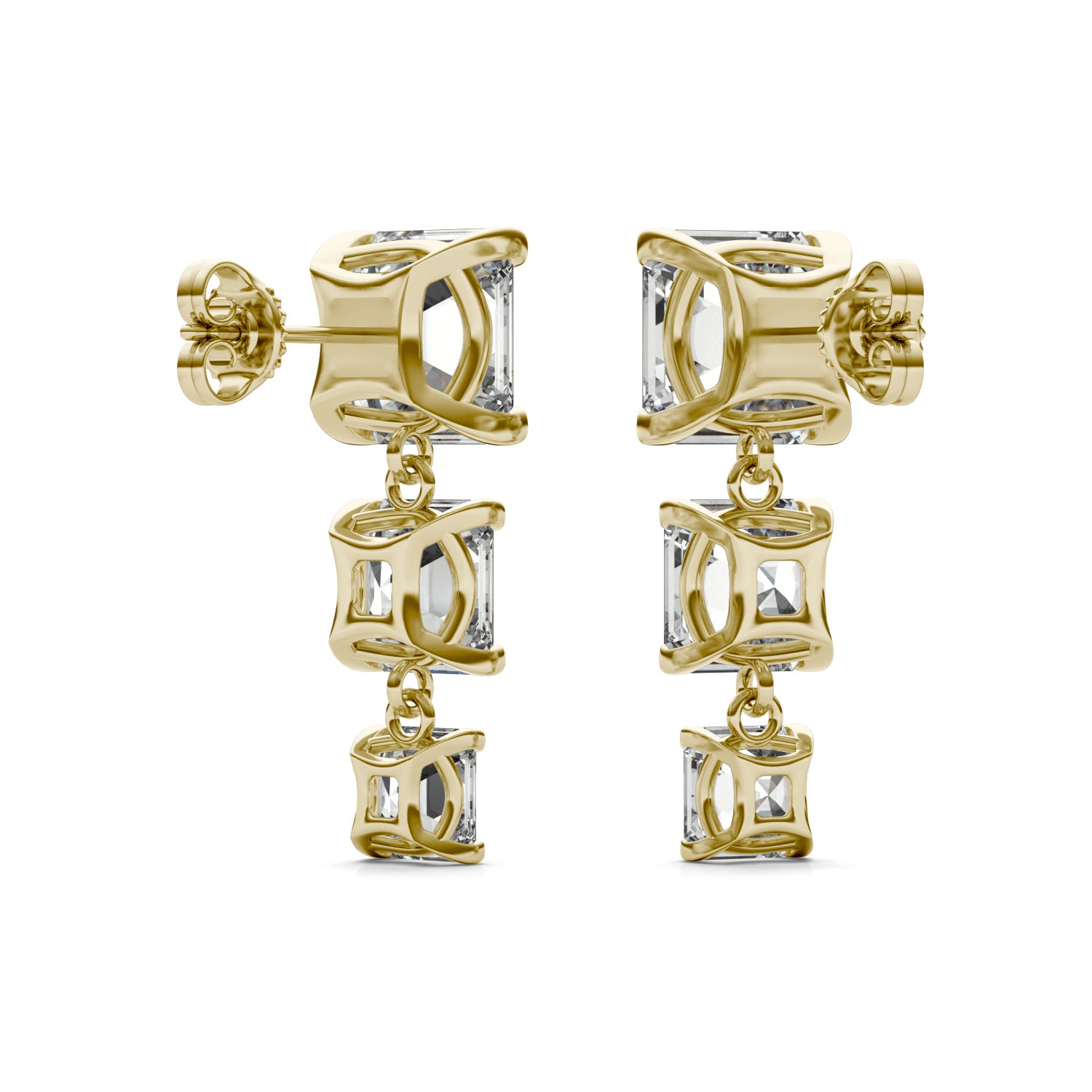 8.22 CTW DEW Asscher Forever One™ Moissanite Graduated Drop Earrings