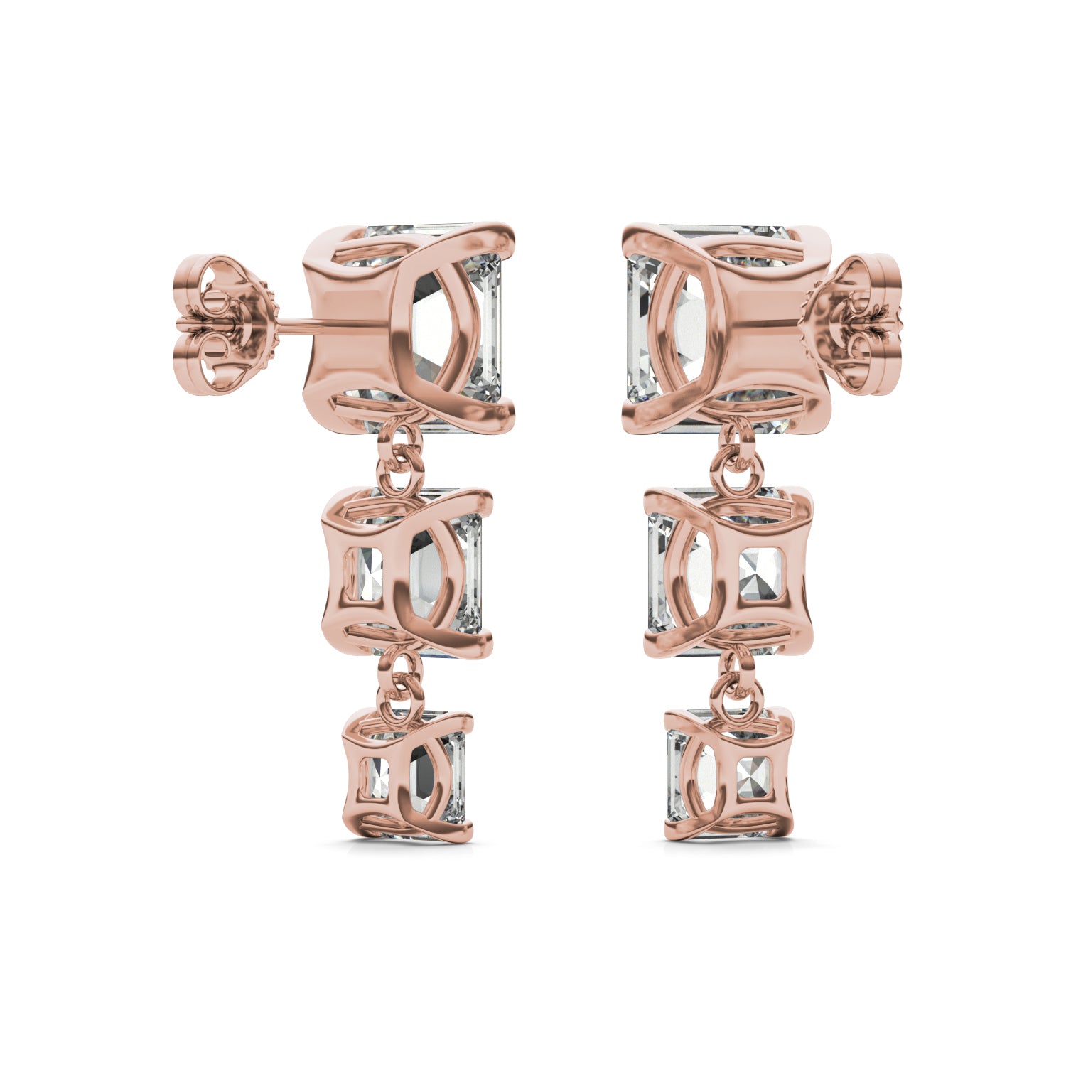 8.22 CTW DEW Asscher Forever One™ Moissanite Graduated Drop Earrings
