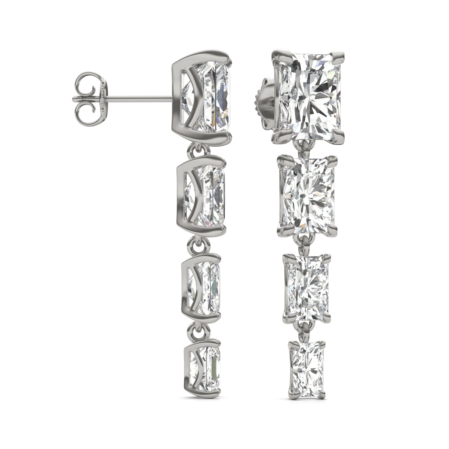 8.06 CTW DEW Radiant Forever One™ Moissanite Graduated Drop Earrings