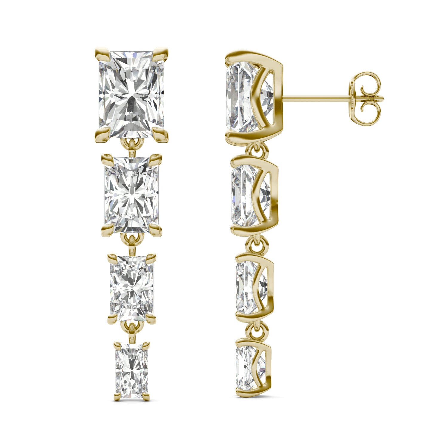8.06 CTW DEW Radiant Forever One™ Moissanite Graduated Drop Earrings