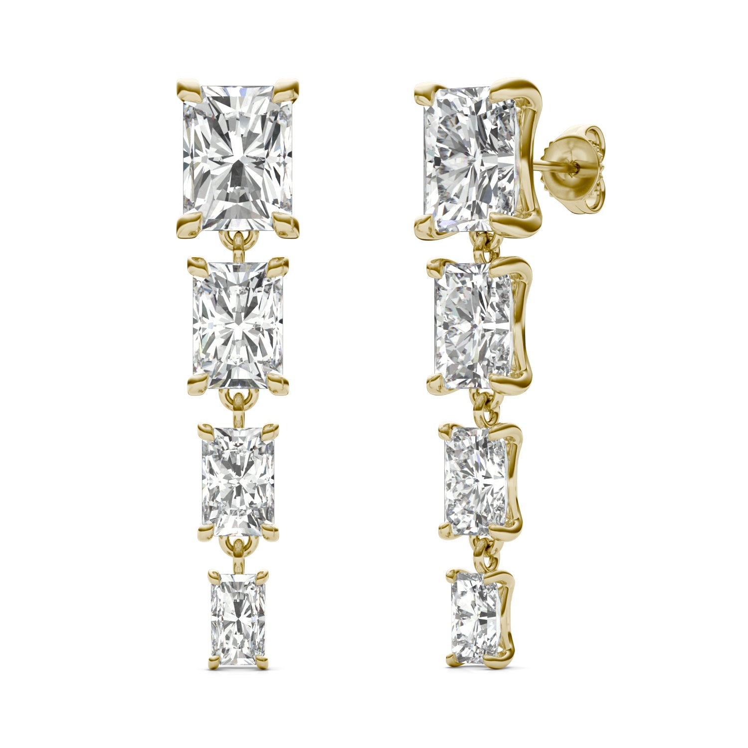 8.06 CTW DEW Radiant Forever One™ Moissanite Graduated Drop Earrings