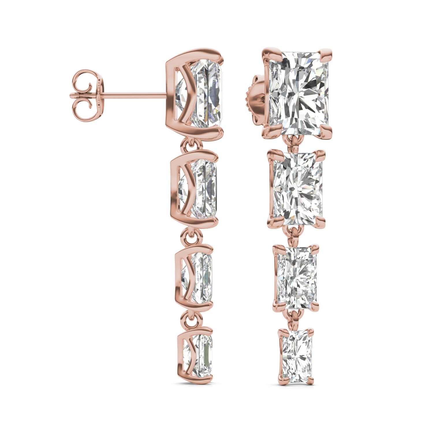 8.06 CTW DEW Radiant Forever One™ Moissanite Graduated Drop Earrings