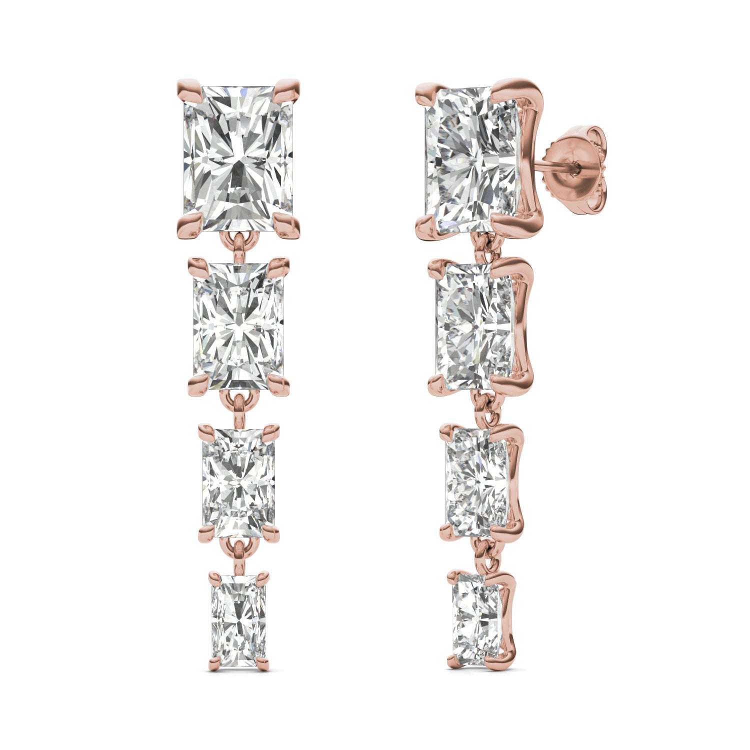 8.06 CTW DEW Radiant Forever One™ Moissanite Graduated Drop Earrings