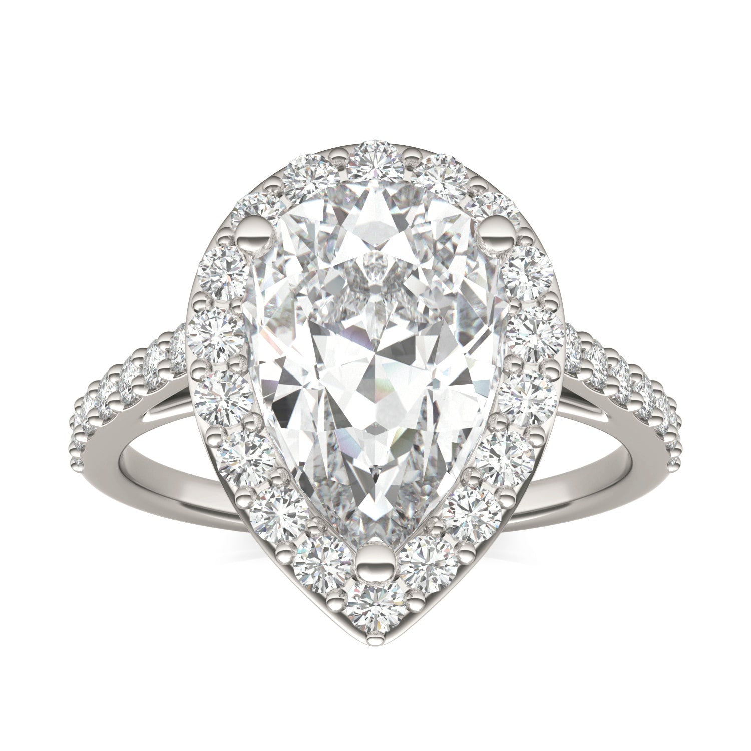 4.23 CTW DEW Pear Forever One™ Moissanite Halo Ring