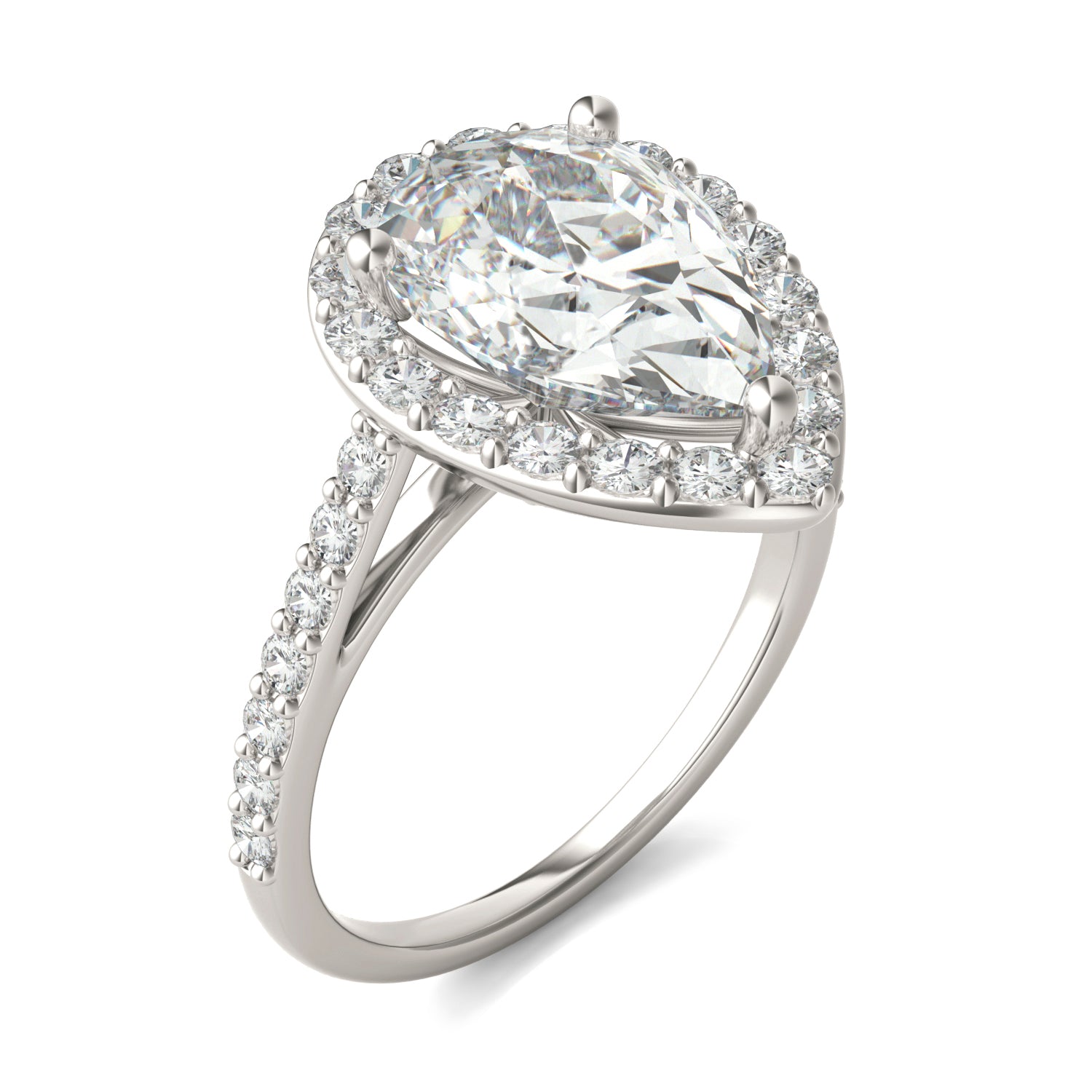 4.23 CTW DEW Pear Forever One™ Moissanite Halo Ring