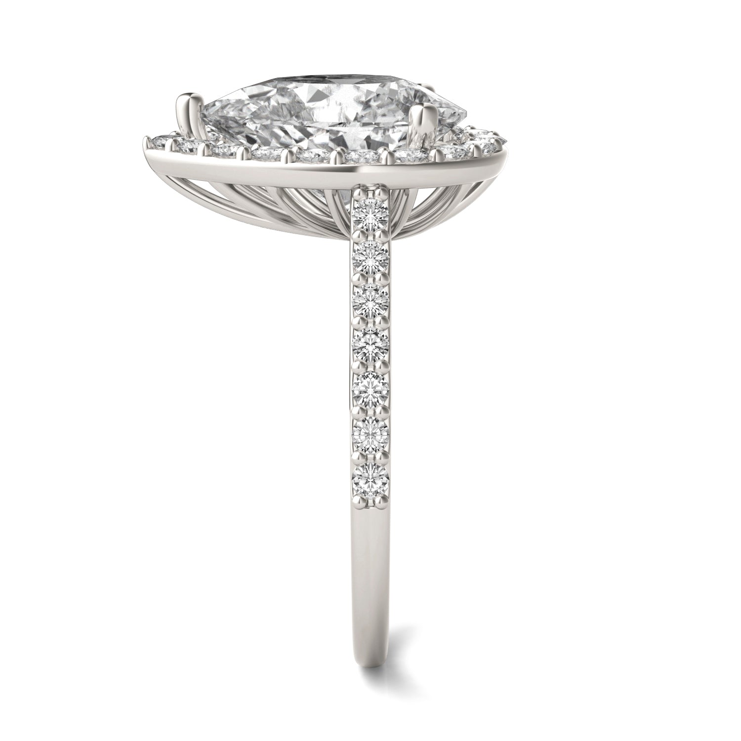 4.23 CTW DEW Pear Forever One™ Moissanite Halo Ring