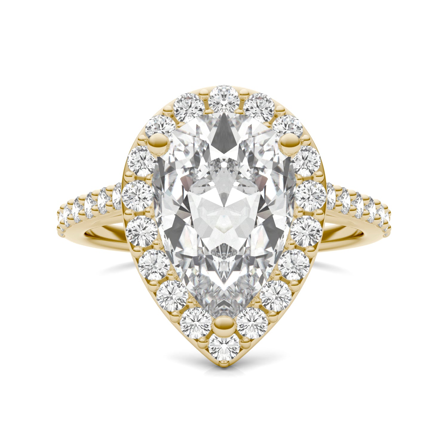 4.23 CTW DEW Pear Forever One™ Moissanite Halo Ring