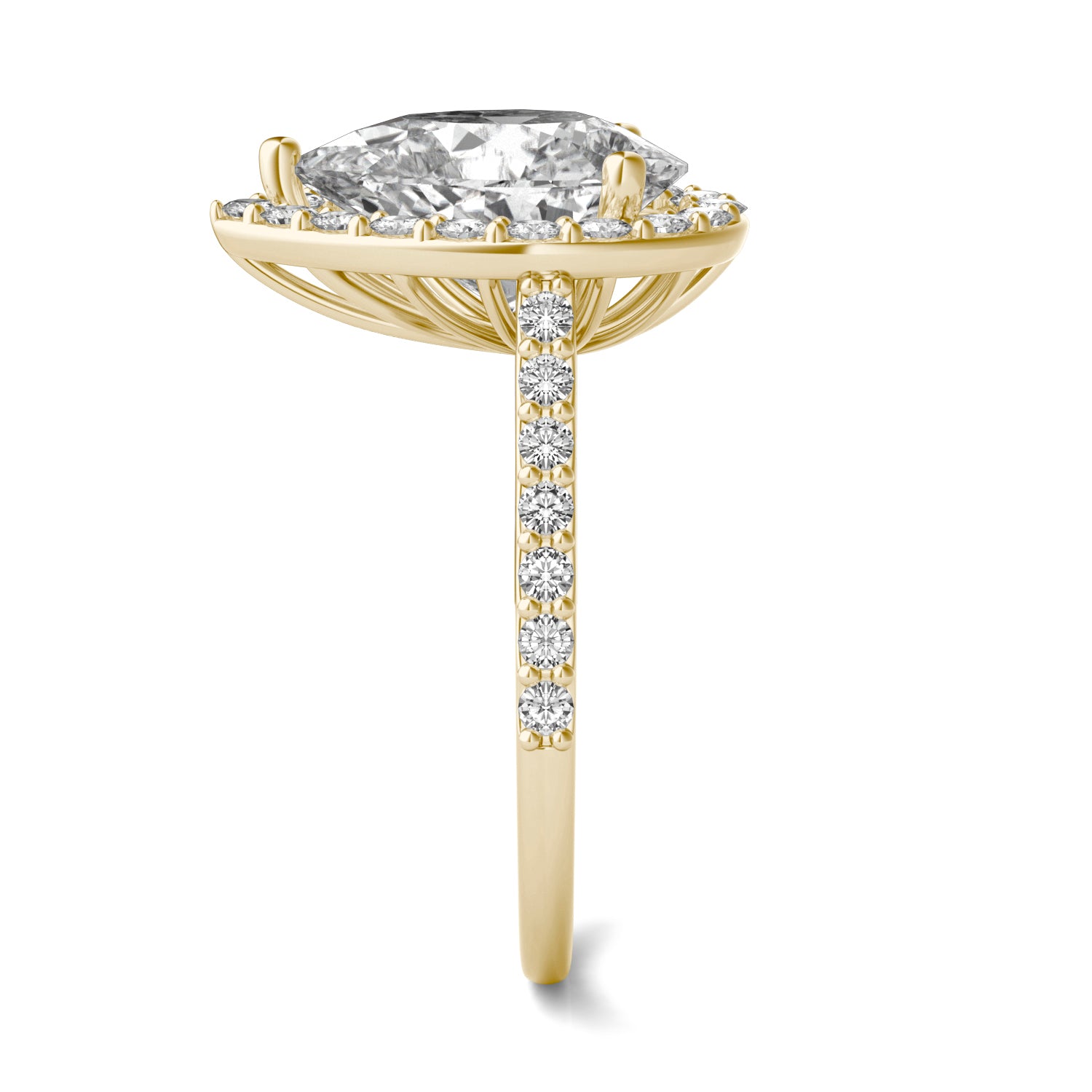 4.23 CTW DEW Pear Forever One™ Moissanite Halo Ring