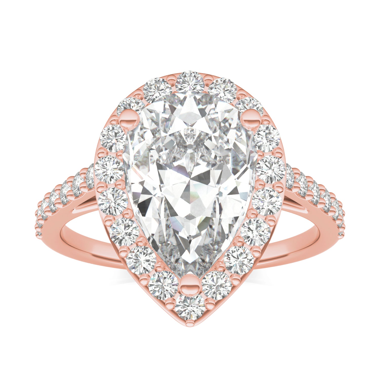 4.23 CTW DEW Pear Forever One™ Moissanite Halo Ring