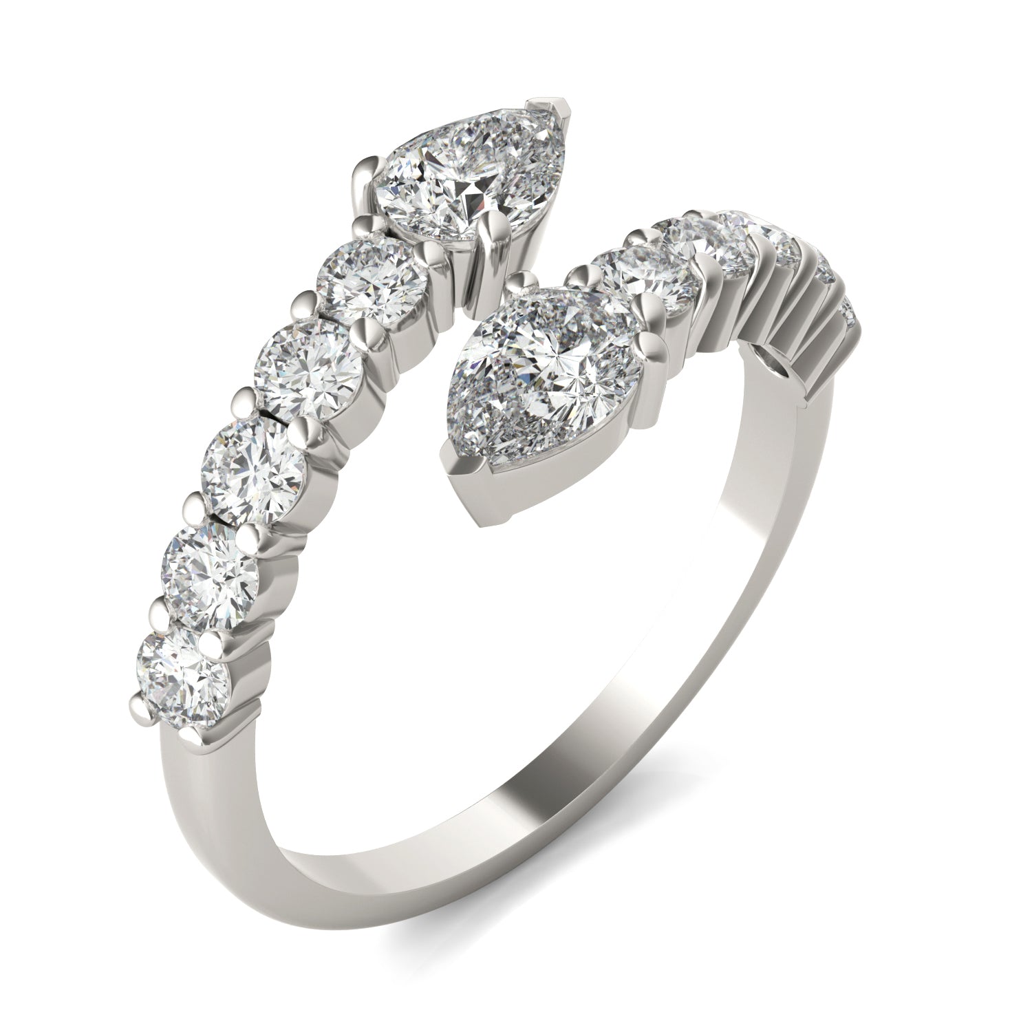 1 1/2 CTW Pear Caydia® Lab Grown Diamond Couture Bypass Fashion Ring