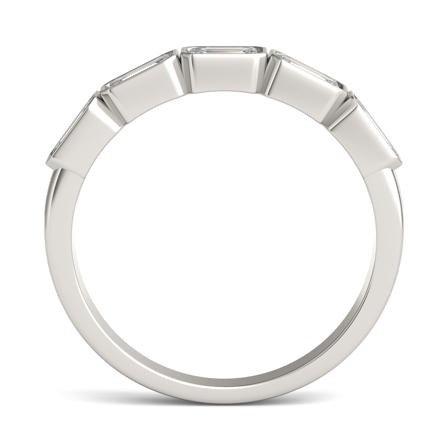 1 1/4 CTW Emerald Caydia® Lab Grown Diamond Couture Bezel East-West Anniversary Ring